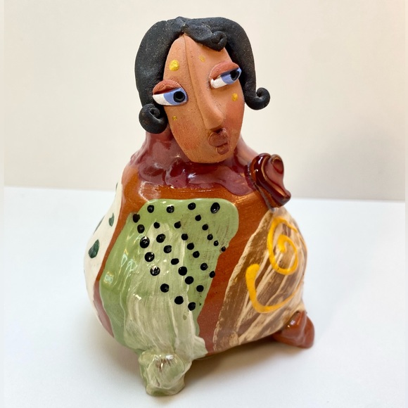 Vintage ceramic art pottery figurine or bud vase. Southwestern design. Sculpture - Picture 3 of 9